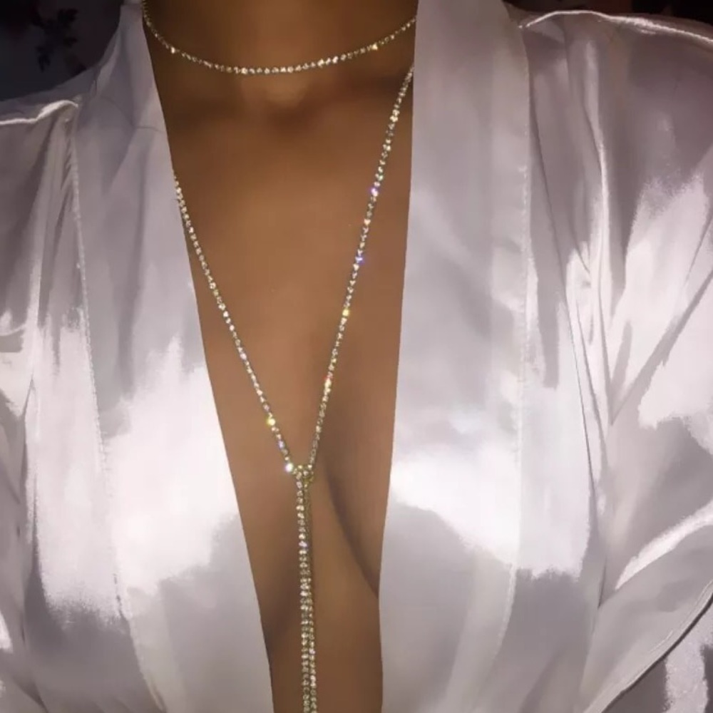 🎉 New Gold & Crystal Rhinestone Body Jewelry Chain